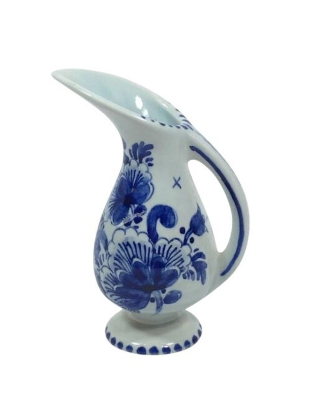 Vintage Delfts Schoonhoven Hand Painted Blue & White Mini Pitcher Creamer 1102